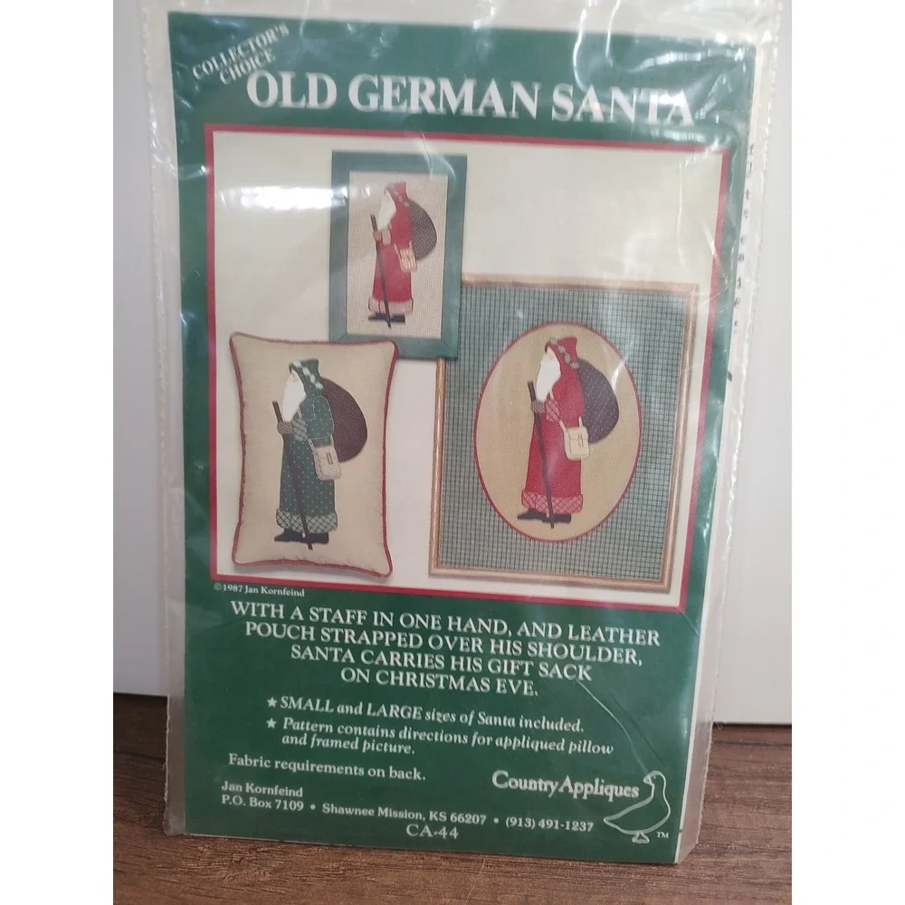 Country Appliques Collector's Choice Olde German Santa Pillow Picture Pattern